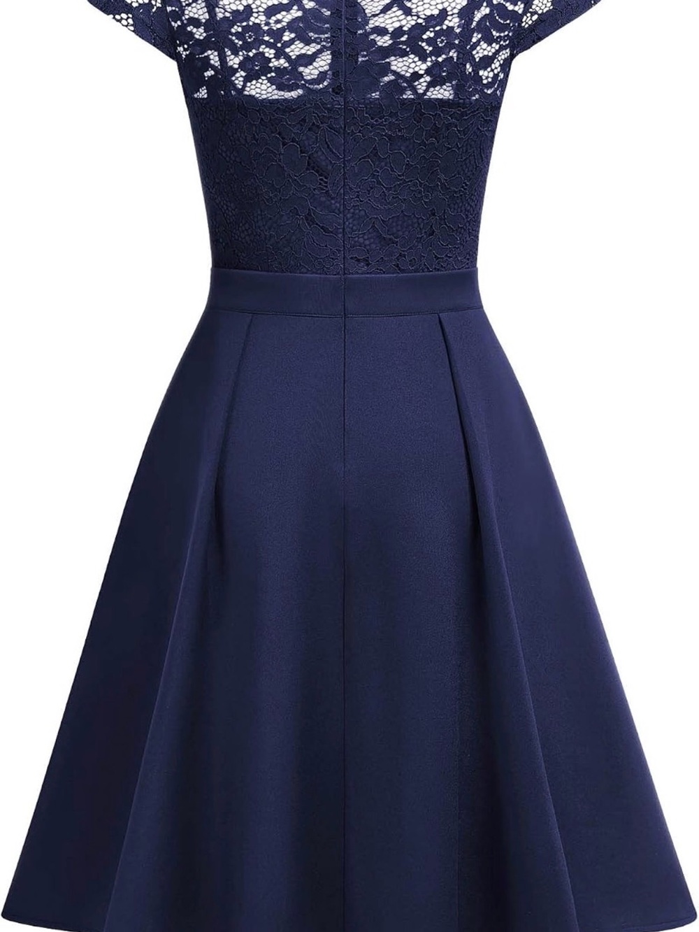 Elegant Navy Lace Fit & Flare Dress - Picture 3 of 7